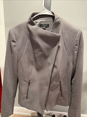 Ann Taylor Gray Asymmetrical Zip Shirt Jacket